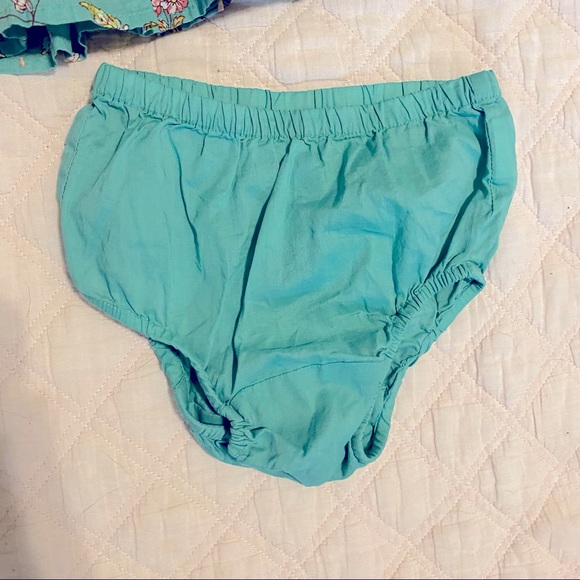 Baby Gap baby girls green floral dress with matching bloomers - Picture 4 of 8